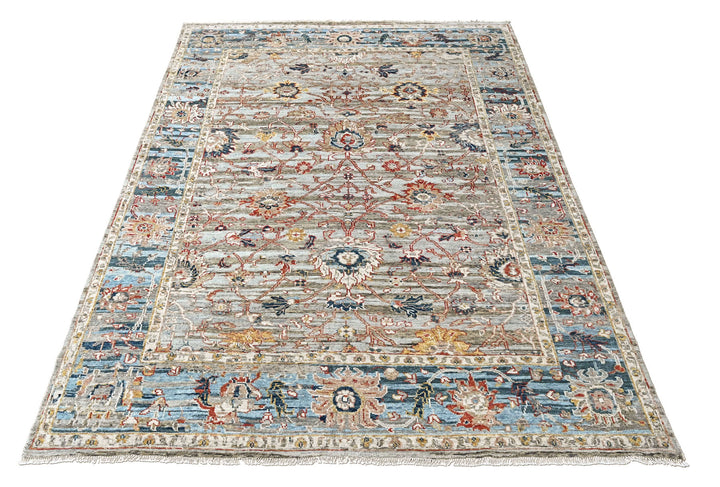 9x12 Slate, Gray, Blue Color Hand Knotted Oushak Wool Transitional Oriental Rug