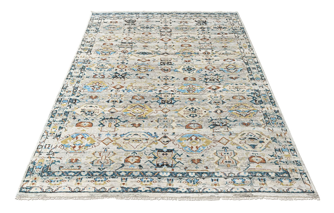 9x12 Slate, Gray, Aqua Color Hand Knotted Oushak Wool Transitional Oriental Rug