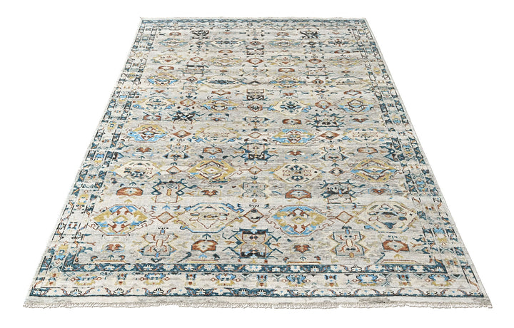 9x12 Slate, Gray, Aqua Color Hand Knotted Oushak Wool Transitional Oriental Rug