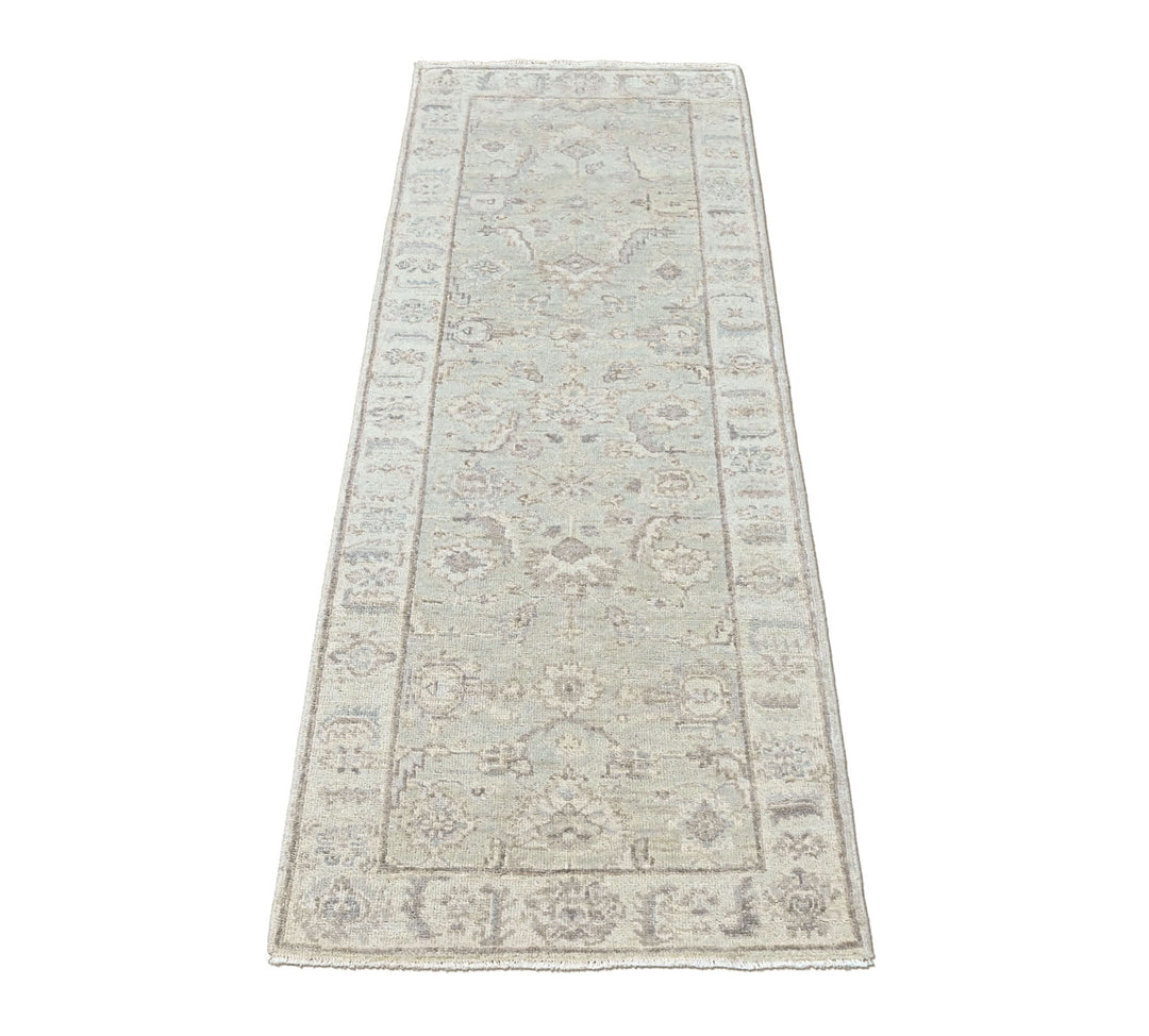 2'6x8 Tone on Tone Gray, , Color Hand Knotted Oushak Wool Transitional Oriental Rug