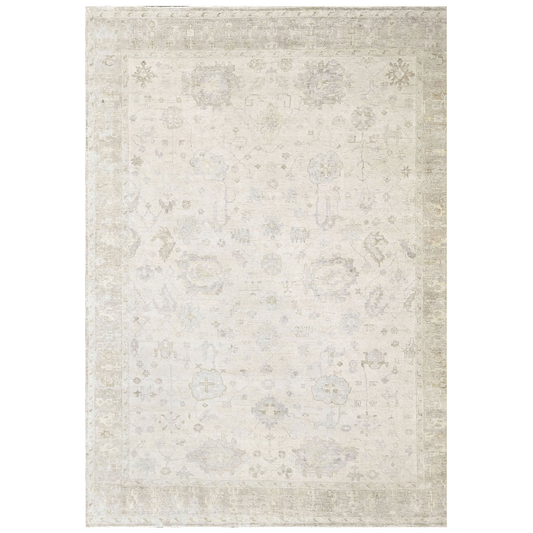 Multi Size Beige Taupe Gray Color Hand Knotted Oushak Wool Transitional Oriental Rug