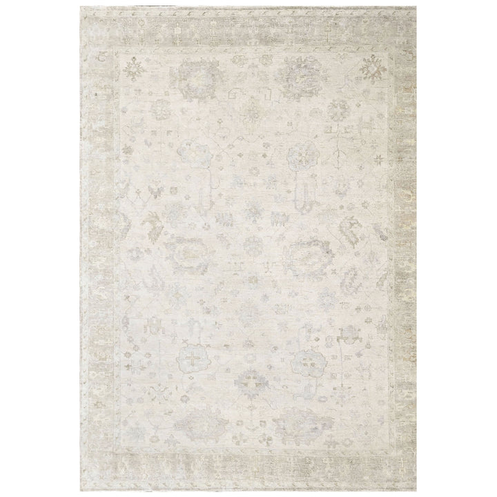 Multi Size Beige Taupe Gray Color Hand Knotted Oushak Wool Transitional Oriental Rug