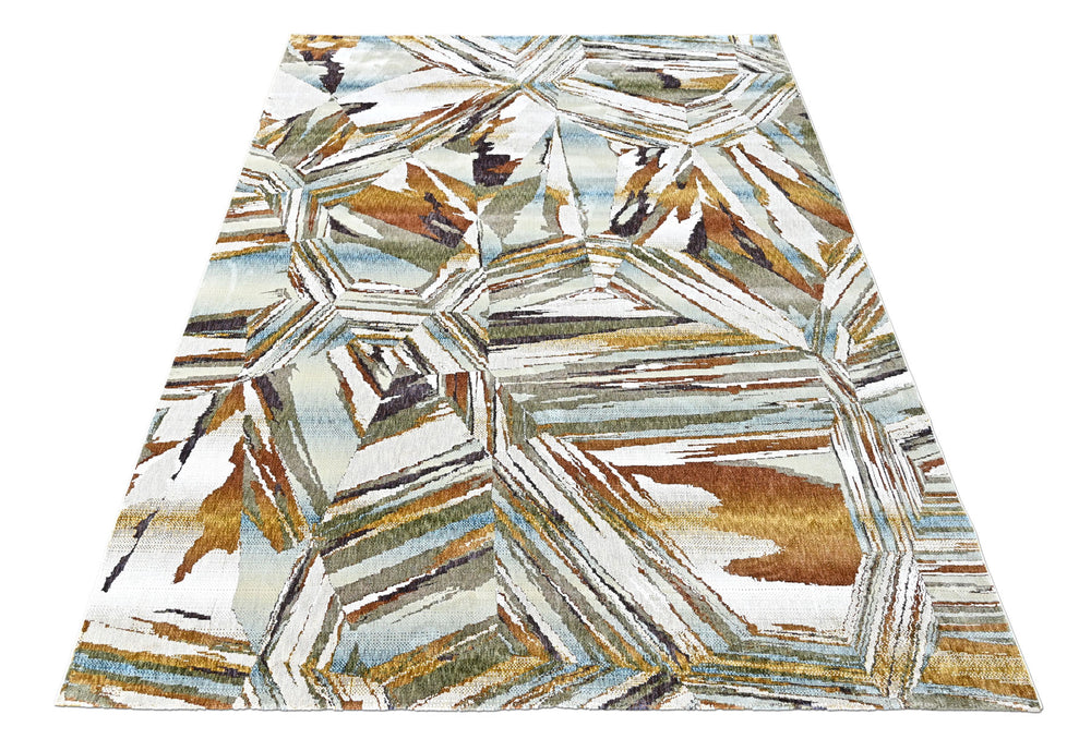 9x12 Ivory, Gray, Gold Color Power Loom Oushak Wool Modern Oriental Rug