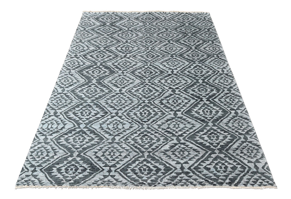 8'6x11'6 Gray, Silver, Color Hand Knotted Oushak Wool Modern Oriental Rug