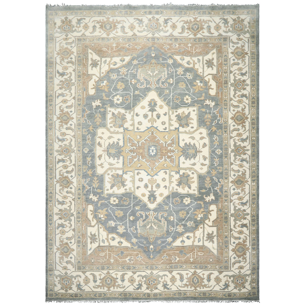 10x14 Ivory
, Slate
, Rust
 Color Hand Knotted Oushak   Wool Transitional Oriental Rug