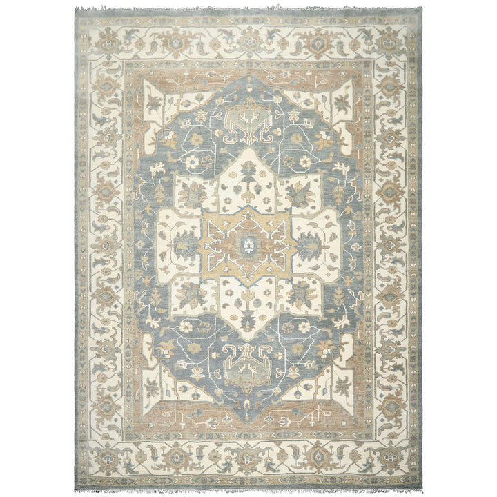 10x14 Ivory
, Slate
, Rust
 Color Hand Knotted Oushak   Wool Transitional Oriental Rug
