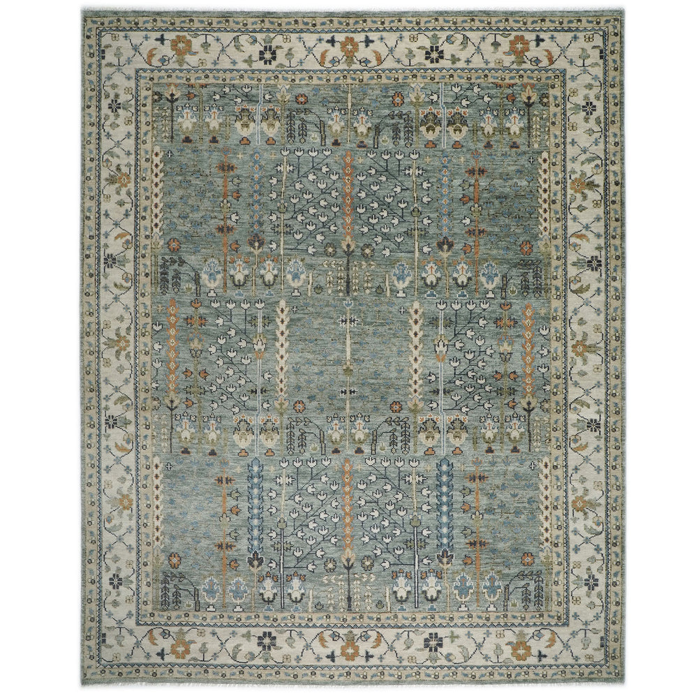 12x15 Celadon, Beige, Green Color Hand Knotted Oushak Wool Transitional Oriental Rug