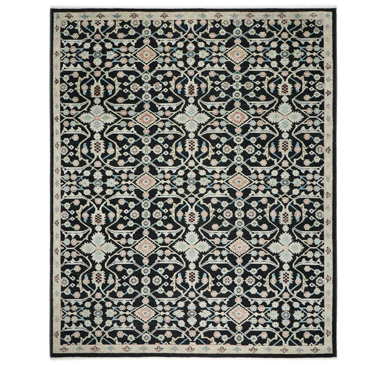 12x15 Black, Beige, Rose Color Hand Knotted Oushak Wool Transitional Oriental Rug
