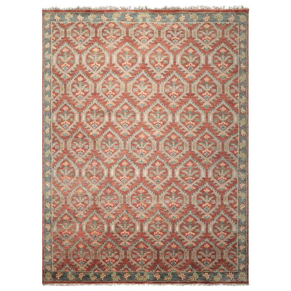 9x12 Rose, Slate, Taupe Color Hand Knotted Oushak Wool Transitional Oriental Rug