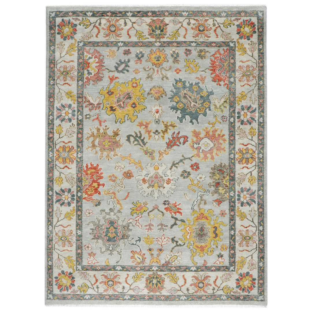 9x12 Blue, Slate, Gold Color Hand Knotted Oushak Wool  Oriental Rug