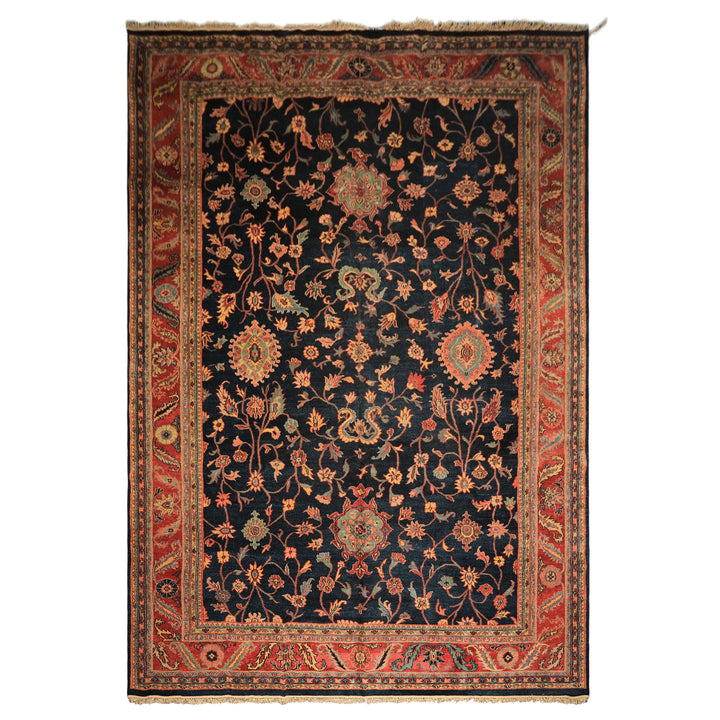 12x18 Navy, Rose, Turquoise Color Hand Knotted Indo Oushak Wool Traditional Oriental Rug