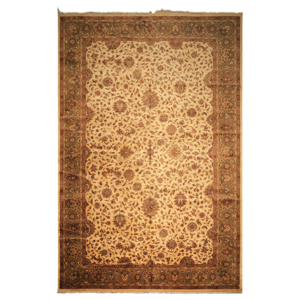 12x18 Ivory, Sage, Rust Color Hand Knotted Agra New Zealand Wool Traditional Oriental Rug