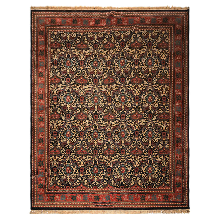 12x15 Mid Night Blue, Rose, Ivory Color Hand Knotted Indo Persian Wool Traditional Oriental Rug