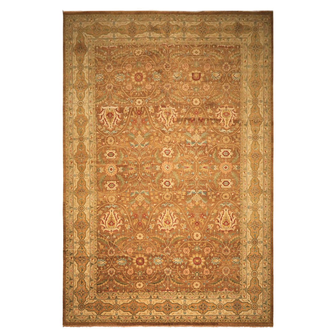 12x18 Caramel, Gold, Beige Color Hand Knotted Oushak Wool Traditional Oriental Rug
