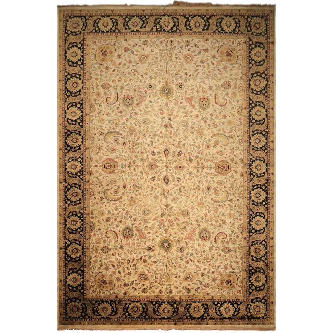 12x18 Beige, Black, Rust Color Hand Knotted Agra New Zealand Wool Traditional Oriental Rug