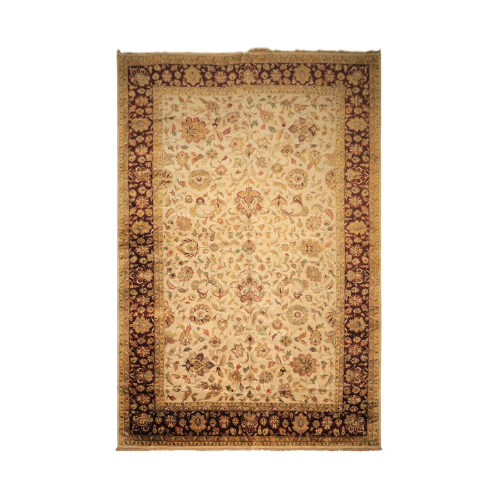 12x18 Beige, Maroon, Sage Color Hand Knotted Agra New Zealand Wool Traditional Oriental Rug