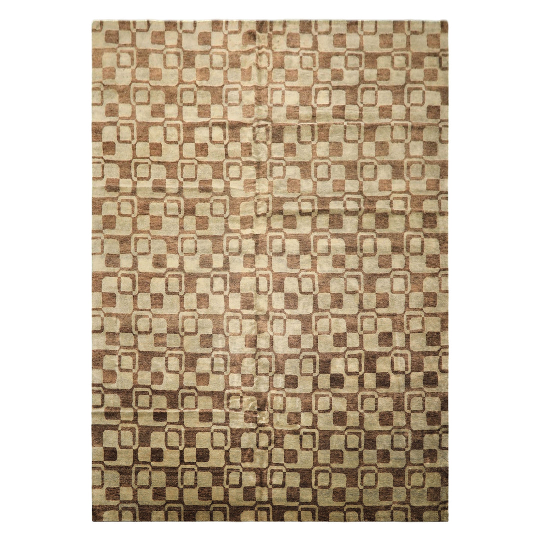 10x14 Seafoam, Brown, Color Hand Knotted Tibetan New Zealand Wool Transitional Oriental Rug