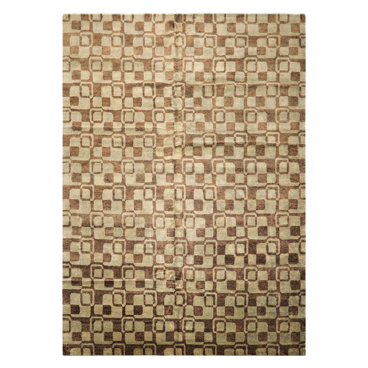 10x14 Seafoam, Brown, Color Hand Knotted Tibetan New Zealand Wool Transitional Oriental Rug