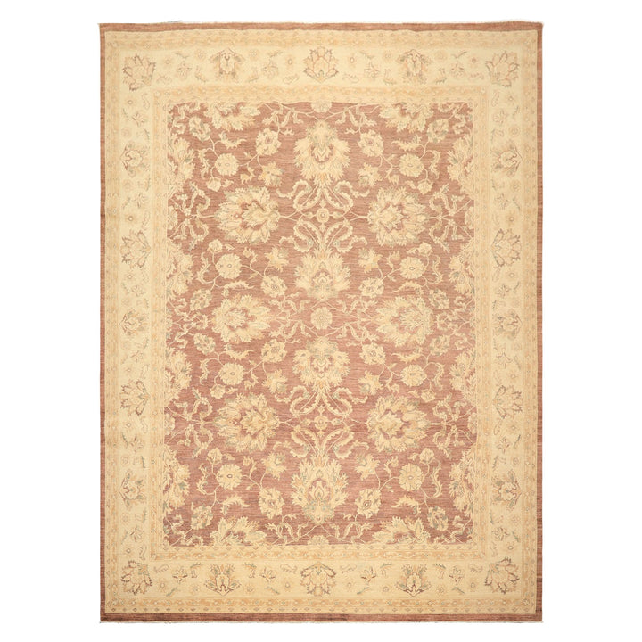 9x12 Taupe, Ivory, Tan Color Hand Knotted Chobi Peshawar Wool Transitional Oriental Rug