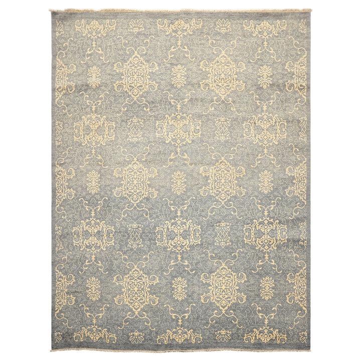 8x10 Gray, Ivory, Color Hand Knotted Peshawar Wool Transitional Oriental Rug
