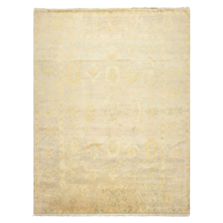 8x10 Gray, Blue, Gold Color Hand Knotted Oushak New Zealand Wool Transitional Oriental Rug