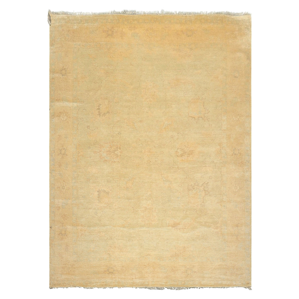 8x10 Gray, Beige, Tan Color Hand Knotted Oushak New Zealand Wool Transitional Oriental Rug
