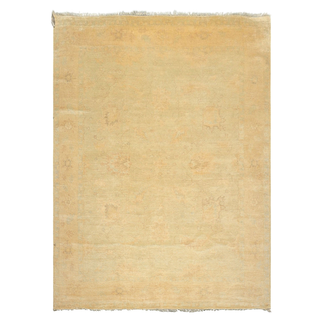 8x10 Gray, Beige, Tan Color Hand Knotted Oushak New Zealand Wool Transitional Oriental Rug