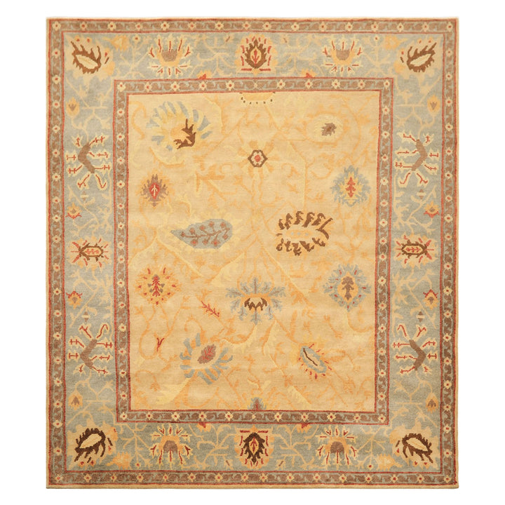 8x10 Beige, Slate, Rust Color Hand Knotted Tibetan Wool Traditional Oriental Rug