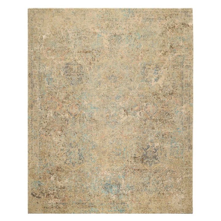 8x10 Beige, Turquoise, Gray Color Hand Knotted Sherpa Wool &amp; Silk Modern &amp; Contemporary Oriental Rug