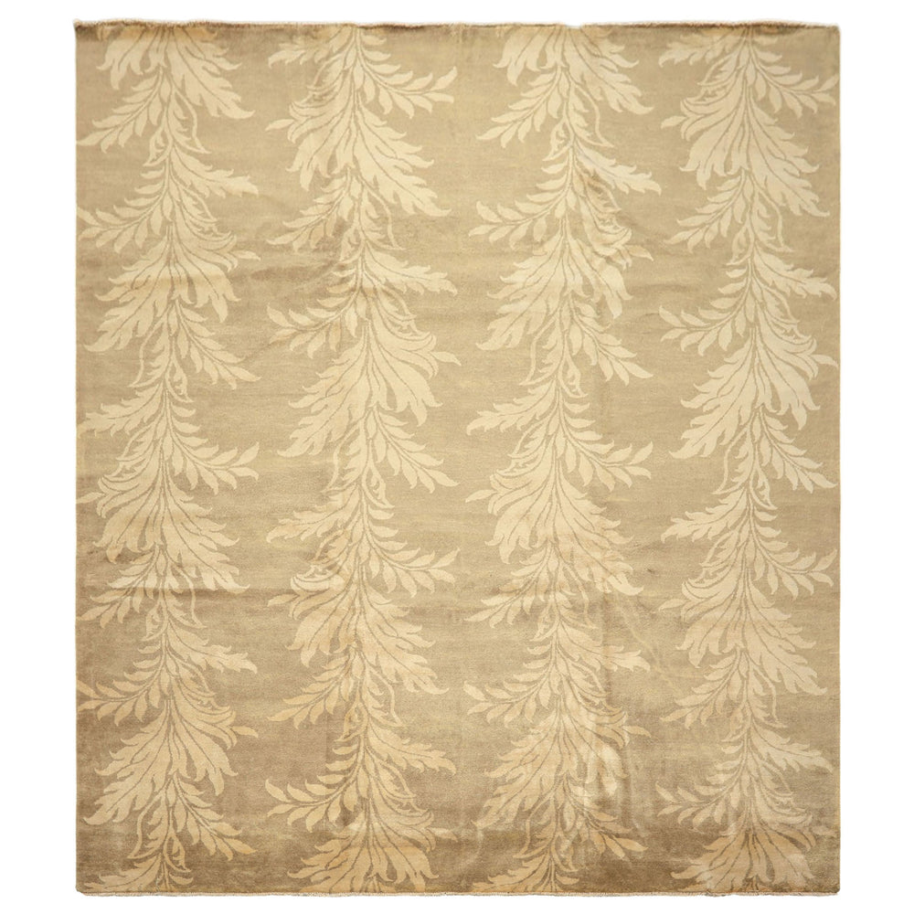 8x10 Moss, Beige, Color Hand Knotted Tibetan Wool Transitional Oriental Rug