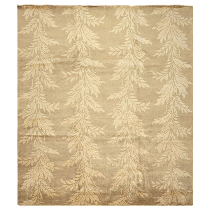 8x10 Moss, Beige, Color Hand Knotted Tibetan Wool Transitional Oriental Rug