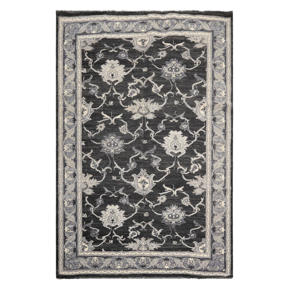 6x9 Charcoal, Gray, Graphite Color Hand Knotted Oushak Wool Traditional Oriental Rug