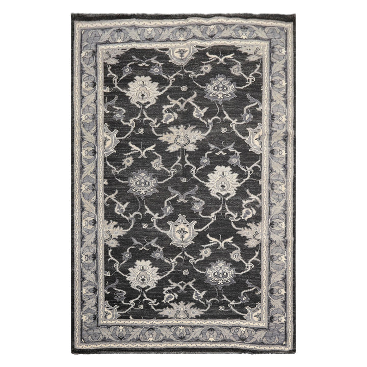 6x9 Charcoal, Gray, Graphite Color Hand Knotted Oushak Wool Traditional Oriental Rug