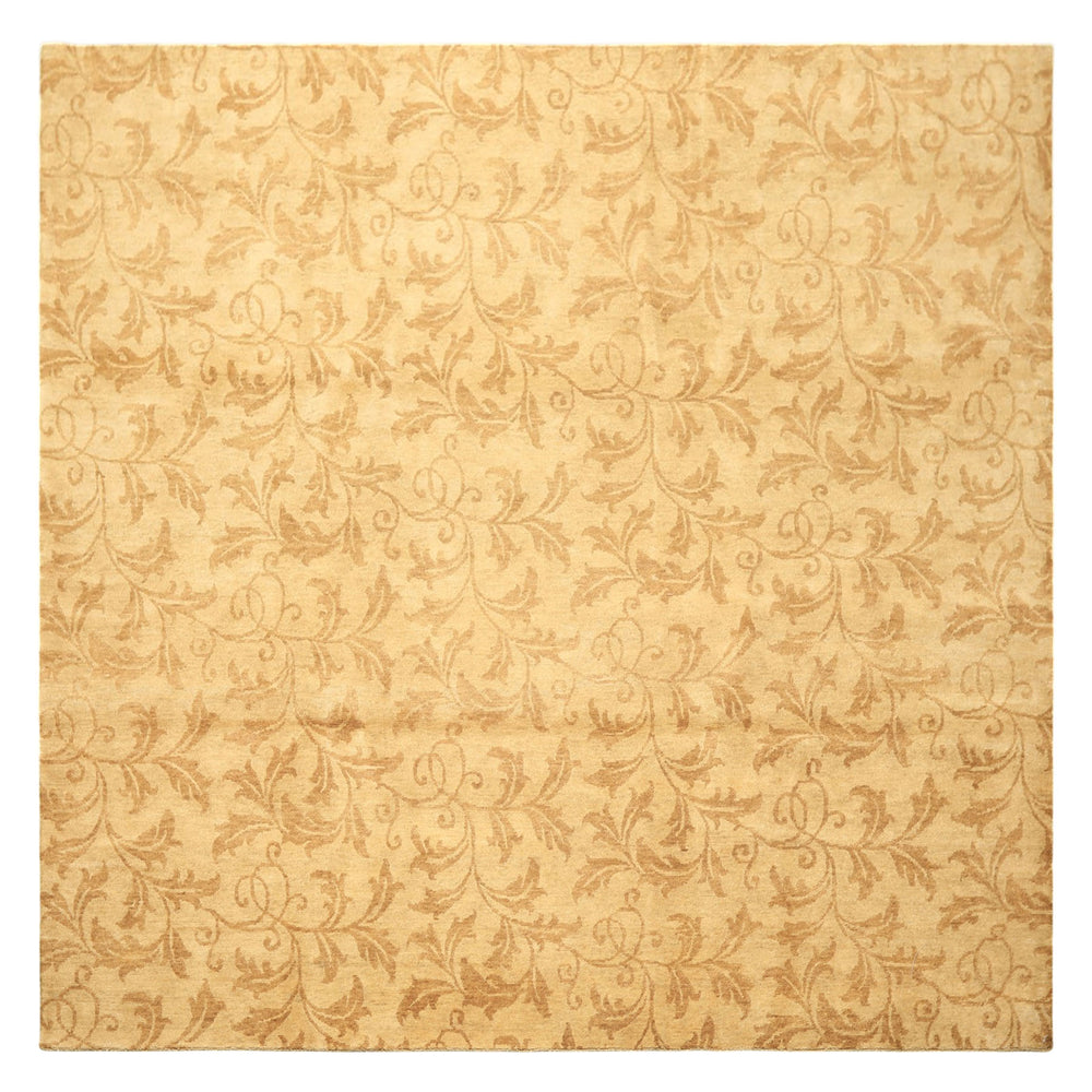 8' Square Tone on Tone Gold, , Color Hand Knotted Tibetan Wool Transitional Oriental Rug