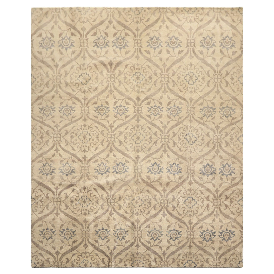 8x10 Gray, Taupe, Slate Color Hand Knotted Tibetan Wool Transitional Oriental Rug