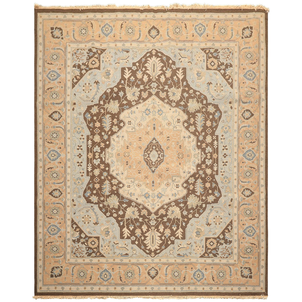 8x10 Peach, Brown, Mint Color Hand Knotted Soumak Wool Traditional Oriental Rug