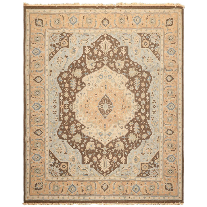 8x10 Peach, Brown, Mint Color Hand Knotted Soumak Wool Traditional Oriental Rug