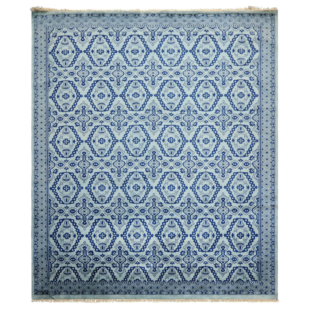 8x10 Blue, Navy, Color Hand Knotted Bokhara Wool Transitional Oriental Rug