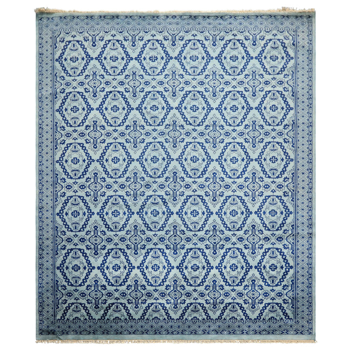 8x10 Blue, Navy, Color Hand Knotted Bokhara Wool Transitional Oriental Rug