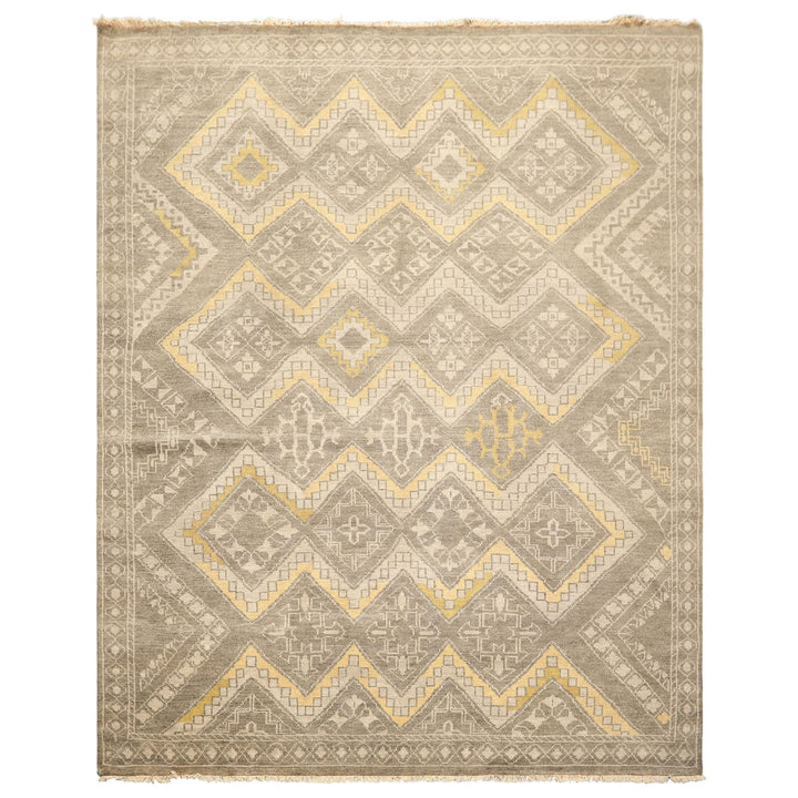 8x10 Mossy Gray, Gold, Muted earth tones Color Hand Knotted Oushak Wool Transitional Oriental Rug