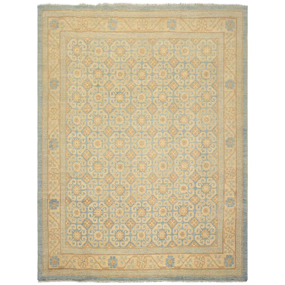 8x11 Beige, Aqua, Bown Color Hand Knotted Chobi Peshawar Wool Transitional Oriental Rug
