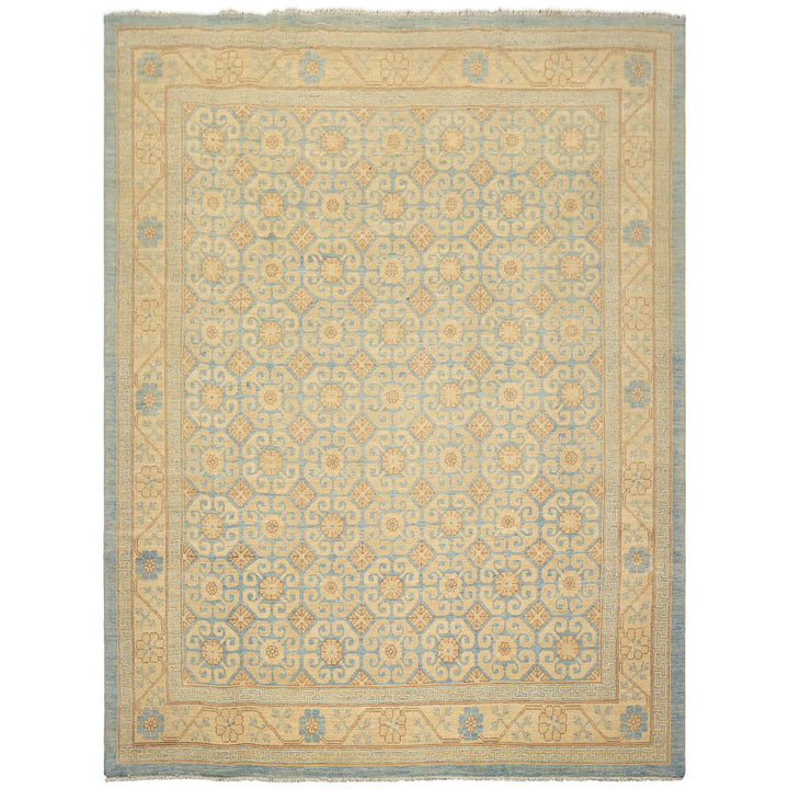 8x11 Beige, Aqua, Bown Color Hand Knotted Chobi Peshawar Wool Transitional Oriental Rug