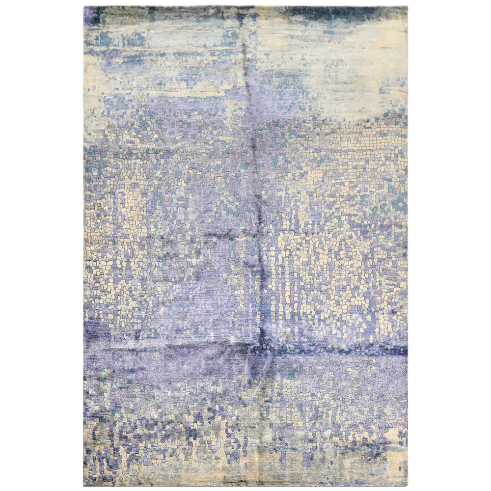 6x9 Lavender, Gray, Aqua Color Hand Knotted Sherpa Viscose Modern & Contemporary Oriental Rug