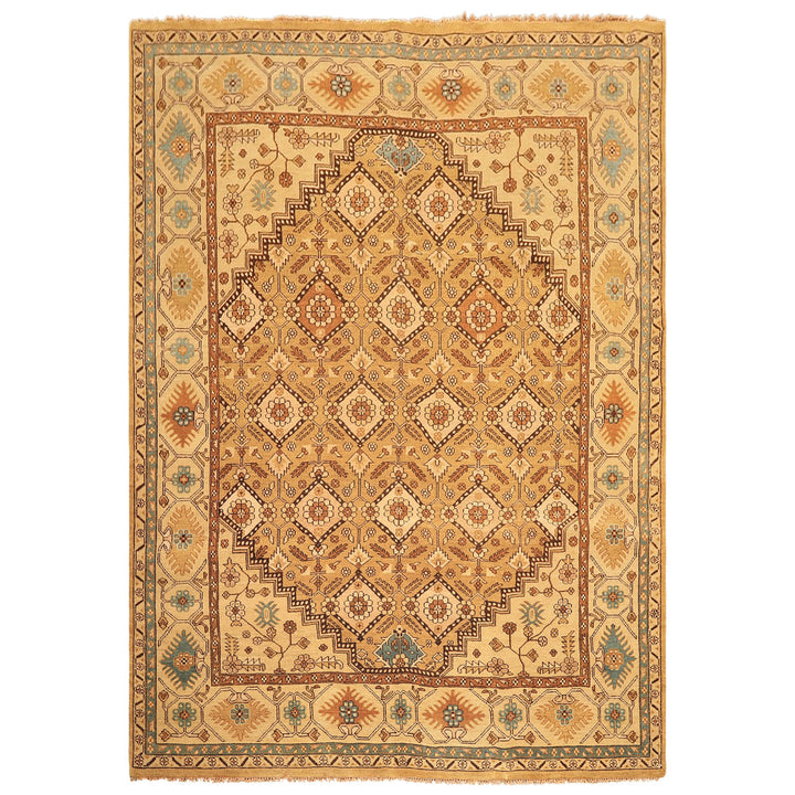 8x10 Caramel, Beige, Brown Color Hand Knotted Oushak Wool Transitional Oriental Rug