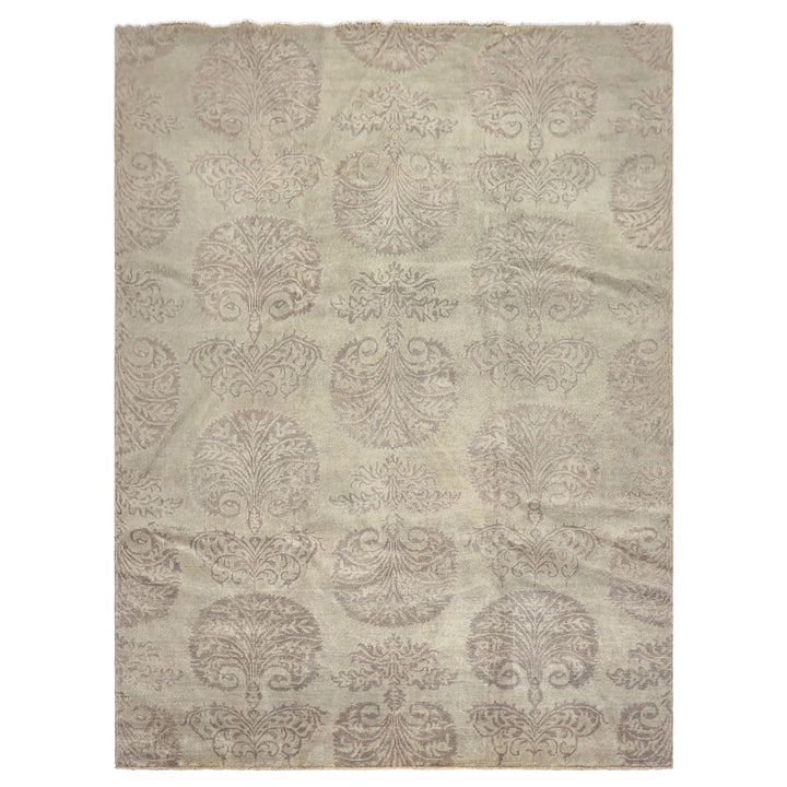 9x12 Gray, Taupe, Color Hand Knotted Oushak Wool Transitional Oriental Rug