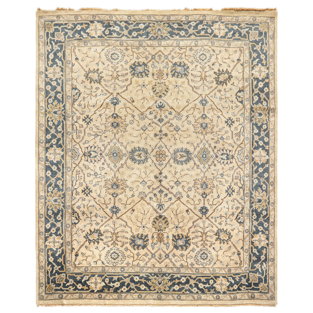 8x10 Beige, Slate, Gray Color Hand Knotted Oushak Wool Transitional Oriental Rug