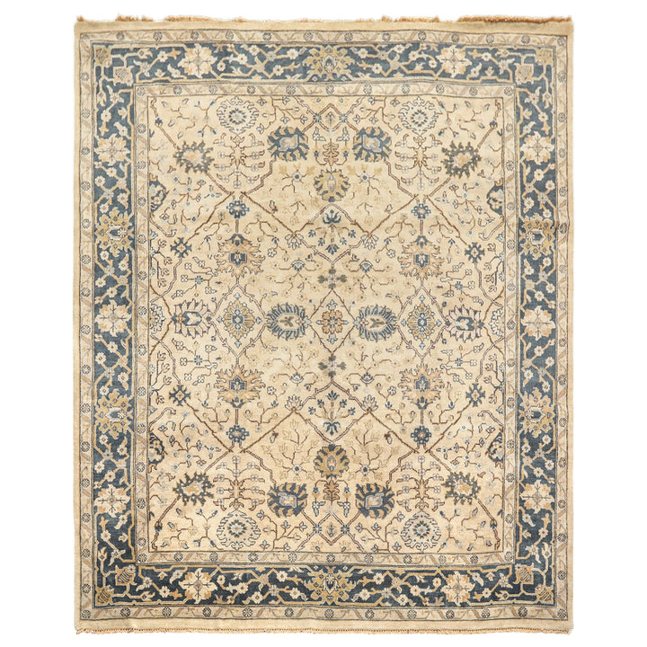 8x10 Beige, Slate, Gray Color Hand Knotted Oushak Wool Transitional Oriental Rug