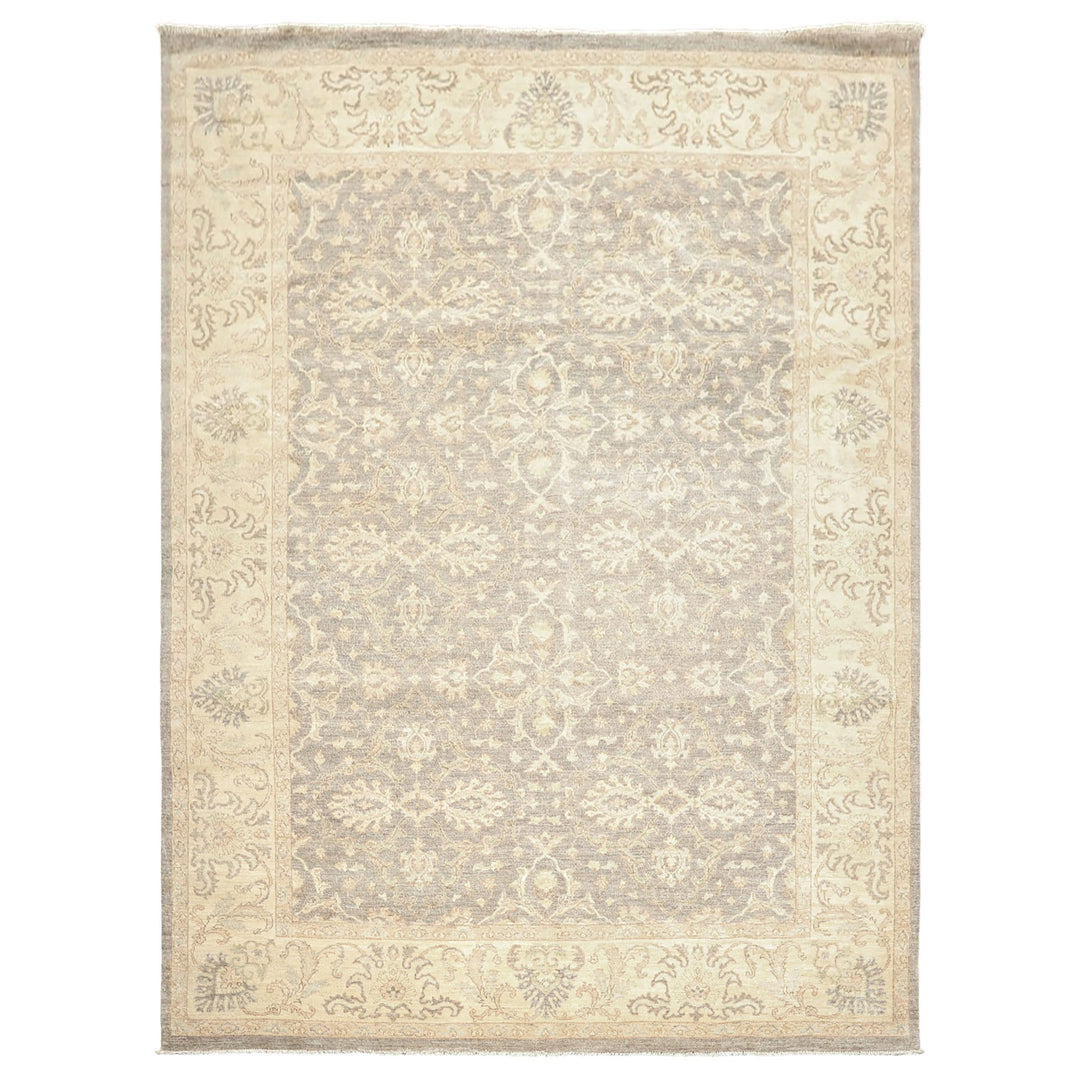 9x12 Taupe, Gray, Ivory Color Hand Knotted Peshawar Wool Transitional Oriental Rug