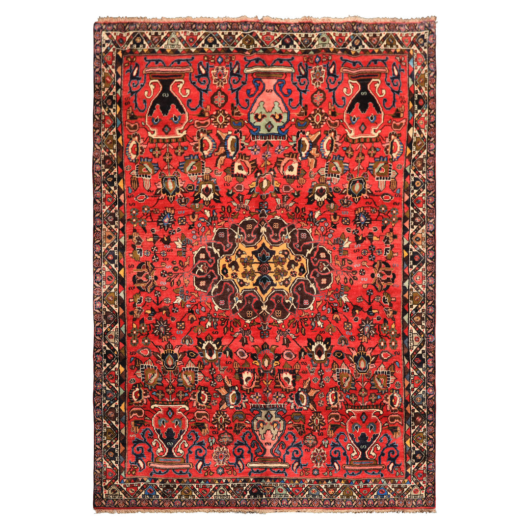 6x9 Rose, Peach, Gray Color Hand Knotted Tabriz Wool Traditional Oriental Rug