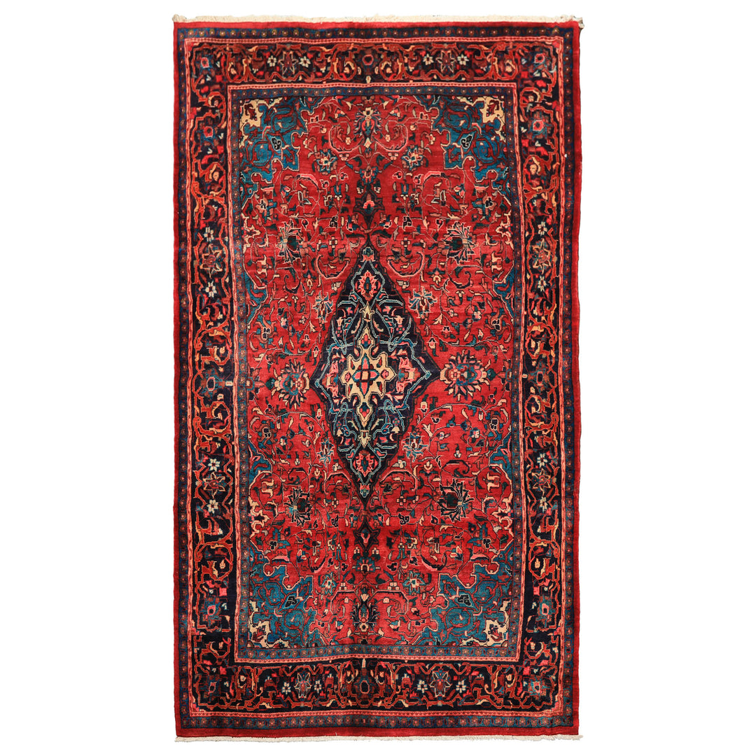 7x12 Wine, Navy, Turquoise Color Hand Knotted Tabriz Wool Traditional Oriental Rug